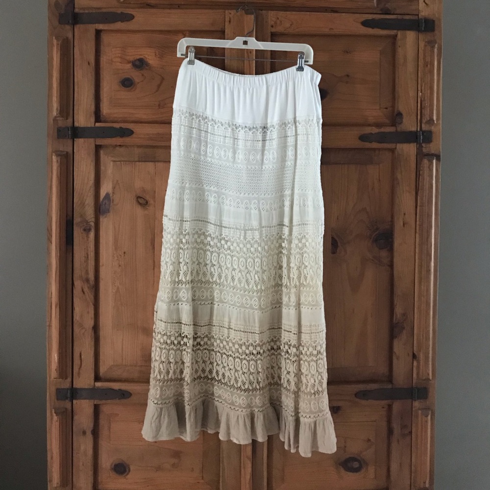 Ombré Frazzle Long Lace Skirt